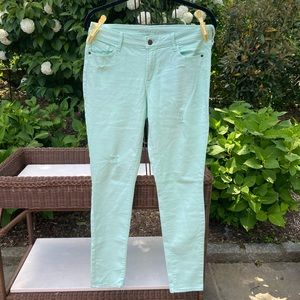 Mint/Seafoam Rockstar Mid Rise Distressed Jeans